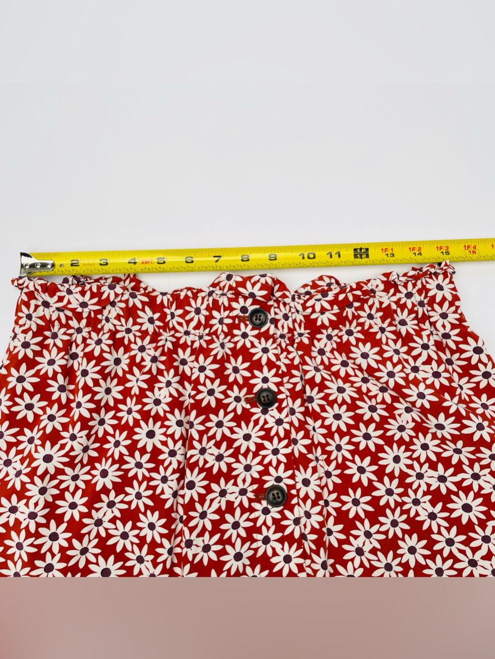 Madewell Orange Cream Floral Button Front Ruffle Stretch Waist Flowy Mini Skirt - Picture 8 of 8